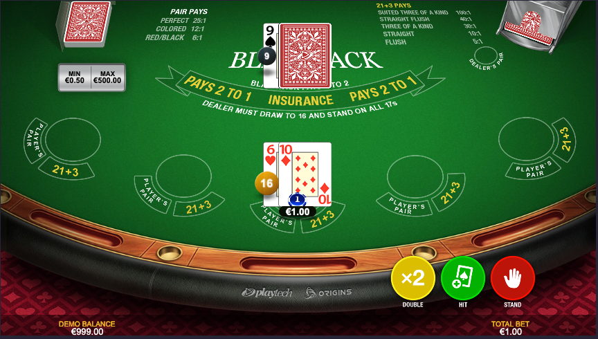 Screenshot of a Premium Blackjack initial deal